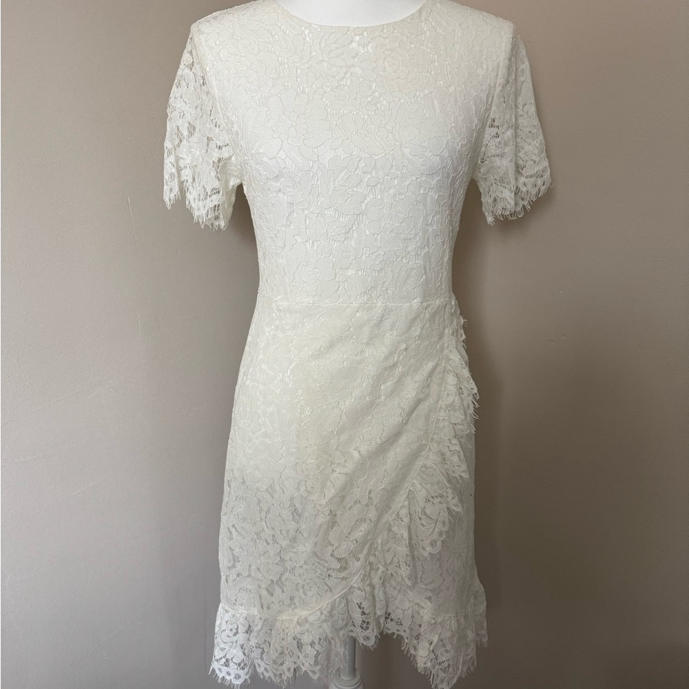 Sugarlips White Flutter Sleeve Sheath Mini Dress